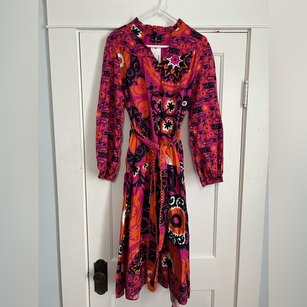 NWT Emily Lovelock Josephine Cotton Maxi Dress Belted Women’s XL 12-14